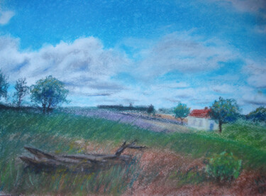 Peinture intitulée "Rural landscape" par Alex Vainova, Œuvre d'art originale, Pastel
