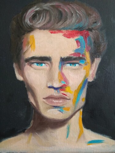 Painting titled "Boy in paint" by Alex Vainova, Original Artwork, Oil