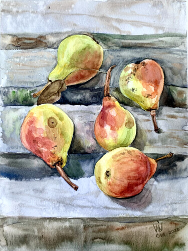 Painting titled "GIFTS OF NATURE. Pe…" by Alex Vainova, Original Artwork, Watercolor