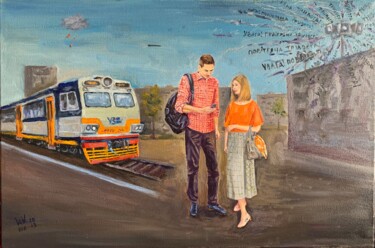 Painting titled "acquaintance during…" by Alex Vainova, Original Artwork, Oil