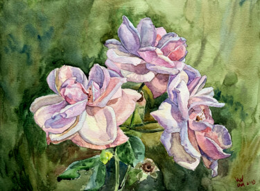 Painting titled "Roses" by Alex Vainova, Original Artwork, Watercolor