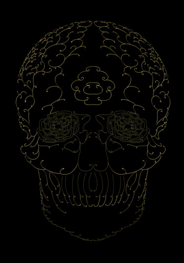 Цифровое искусство под названием "Golden skull" - Alex Z, Подлинное произведение искусства, 2D Цифровая Работа