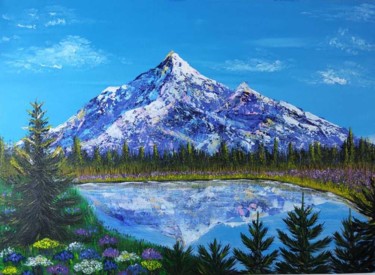 Картина под названием "Sacred mountain" - Alexandra Astafyeva, Подлинное произведение искусства, Акрил Установлен на Деревян…