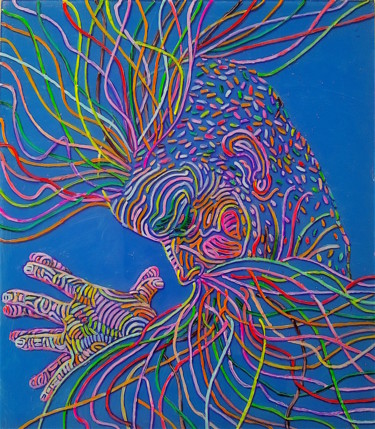 Meditating Peinture intitulée "Meditating" par Alexandra Finkelchtein, Œuvre d'art originale, Acrylique Monté sur Châssis