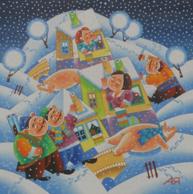 Картина под названием "Winter 2" - Alexandar Yanakiev, Подлинное произведение искусства, Масло