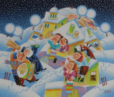 Картина под названием "Winter 4" - Alexandar Yanakiev, Подлинное произведение искусства, Масло