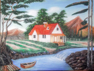 Painting titled "la casa junto a la…" by Alexander Arias, Original Artwork