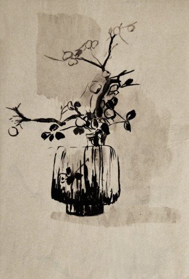 Drawing titled "Flowers" by Alexander Babayan, Original Artwork, Ink