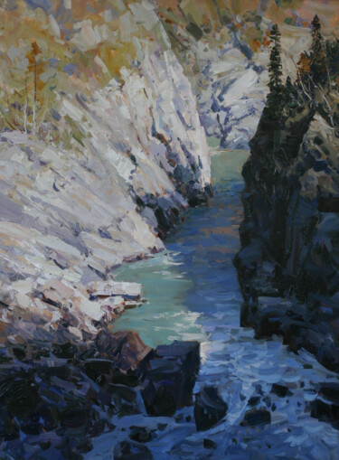 Картина под названием "Утро на реке Белая" - Alexander Babich, Подлинное произведение искусства, Масло