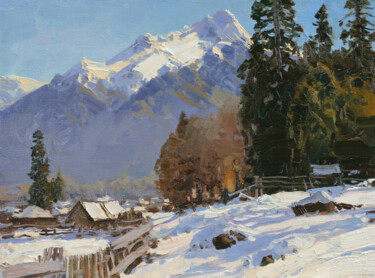 Картина под названием "Зима в Архызе" - Alexander Babich, Подлинное произведение искусства, Масло