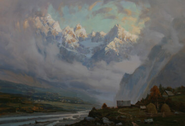 Malerei mit dem Titel "In the mountains af…" von Alexander Babich, Original-Kunstwerk, Öl