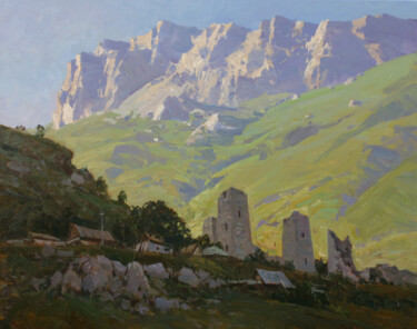 Malarstwo zatytułowany „Tower on the rocks” autorstwa Alexander Babich, Oryginalna praca, Olej