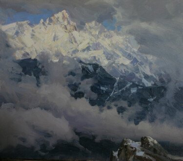 Pittura intitolato "The Gagrinski range…" da Alexander Babich, Opera d'arte originale, Olio