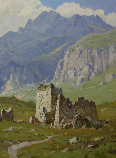Painting titled "On the ancient ruin…" by Alexander Babich, Original Artwork, Oil