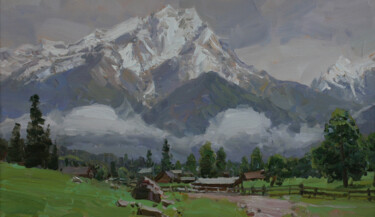 Painting titled "Cloud over Arkhyz" by Alexander Babich, Original Artwork, Oil
