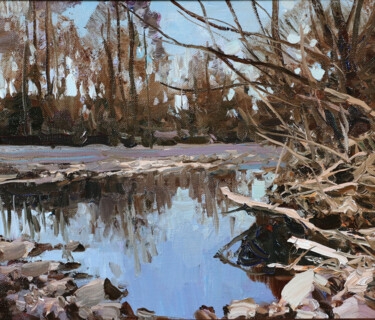 Malerei mit dem Titel "Shore. Reflection" von Alexander Babich, Original-Kunstwerk, Öl