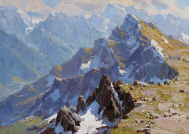 Pintura intitulada "At a height. Early…" por Alexander Babich, Obras de arte originais, Óleo