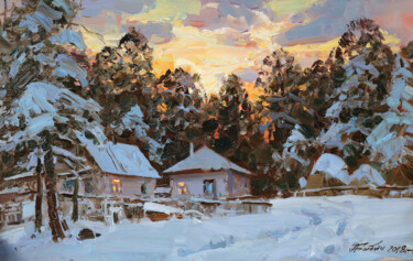 Painting titled "Evening" by Alexander Babich, Original Artwork, Oil