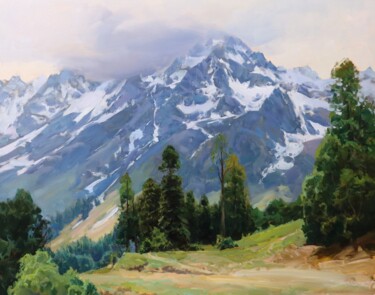 Malerei mit dem Titel "В июне на Роза Плато" von Alexander Babich, Original-Kunstwerk, Öl