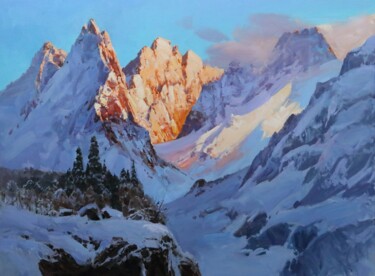 Pintura titulada "Горные вершины" por Alexander Babich, Obra de arte original, Oleo