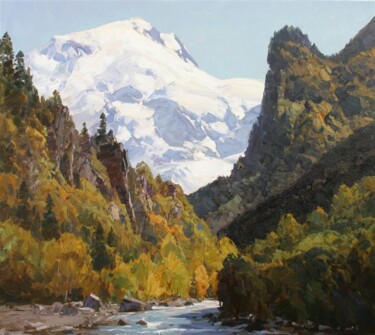 Картина под названием "Kuban River. Elbrus…" - Alexander Babich, Подлинное произведение искусства, Масло