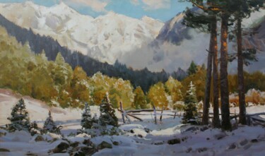 Painting titled "Pines. Arkhyz" by Alexander Babich, Original Artwork, Oil