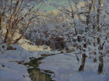 Картина под названием "Winter creek" - Alexander Babich, Подлинное произведение искусства, Масло