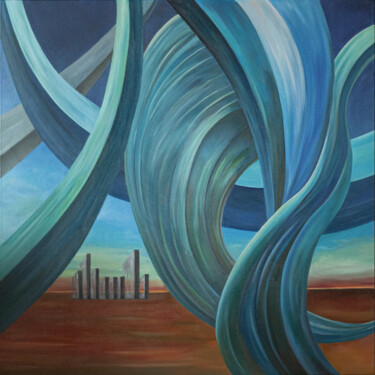 Painting titled "Call of the planet" by Alexander Berestyuk, Original Artwork, Oil Mounted on Wood Stretcher frame