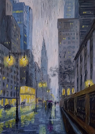 Malerei mit dem Titel "42nd Street, New Yo…" von Aleksandr Bolotov, Original-Kunstwerk, Öl