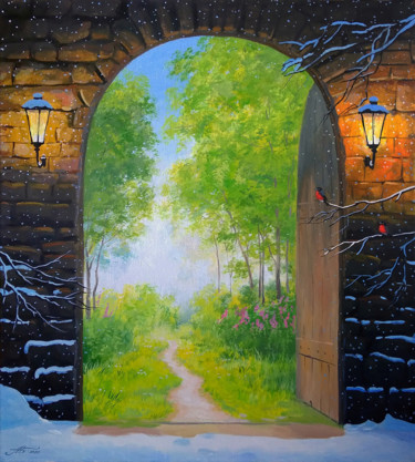 Peinture intitulée "A Door to Summer" par Aleksandr Bolotov, Œuvre d'art originale, Huile