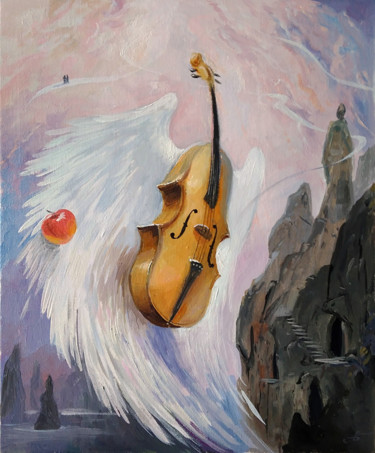 Painting titled "Purposeful Violin" by Aleksandr Bolotov, Original Artwork, Oil