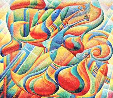 Pintura titulada "Три стихии" por Alexander Breskin, Obra de arte original, Oleo Montado en Bastidor de camilla de madera
