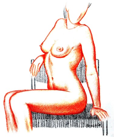 Рисунок под названием "Оранжевая" - Alexander Breskin, Подлинное произведение искусства, Пастель