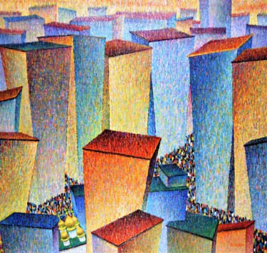 "Дома и люди" başlıklı Tablo Alexander Breskin tarafından, Orijinal sanat, Petrol Ahşap Sedye çerçevesi üzerine monte edilmiş