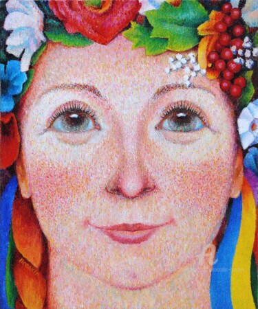 Картина под названием "Улыбка" - Alexander Breskin, Подлинное произведение искусства, Масло Установлен на Деревянная рама дл…