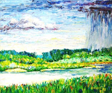 Картина под названием "Летний дождь" - Alexander Breskin, Подлинное произведение искусства, Масло Установлен на Деревянная р…
