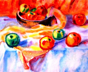 Картина под названием "Яблочный спас" - Alexander Breskin, Подлинное произведение искусства, Акварель