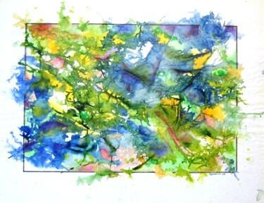 Painting titled "Цветная музыка № 1" by Alexander Breskin, Original Artwork, Watercolor Mounted on Cardboard