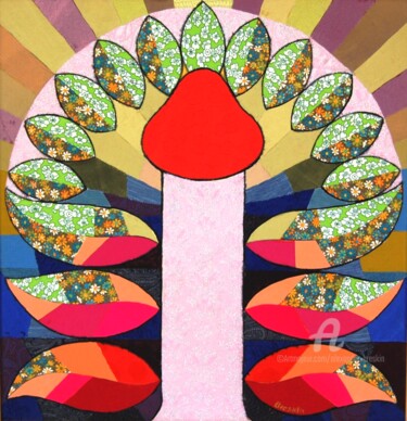 Картина под названием "Дерево жизни" - Alexander Breskin, Подлинное произведение искусства, Ткань Установлен на картон
