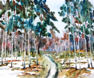 Ζωγραφική με τίτλο "Ноябрь" από Alexander Breskin, Αυθεντικά έργα τέχνης, Ακουαρέλα