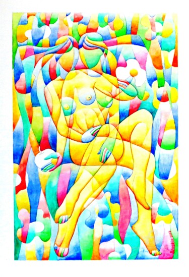 绘画 标题为“Яблоко и цветок” 由Alexander Breskin, 原创艺术品, 水彩