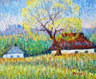 제목이 "Цветущее дерево"인 미술작품 Alexander Breskin로, 원작, 기름 나무 들것 프레임에 장착됨