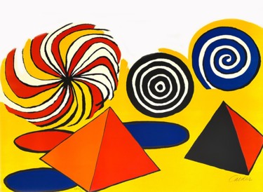 Obrazy i ryciny zatytułowany „"Pinwheels and Pyra…” autorstwa Alexander Calder, Oryginalna praca, Litografia