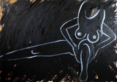 Картина под названием "#46 (black dance)" - Alexander Chalovsky, Подлинное произведение искусства, Масло Установлен на Дерев…