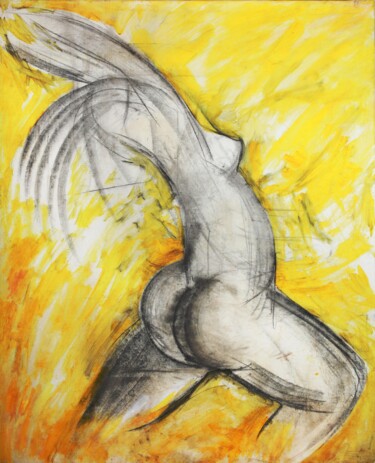 Peinture intitulée "Yellow Runner" par Alexander Chalovsky, Œuvre d'art originale, Acrylique