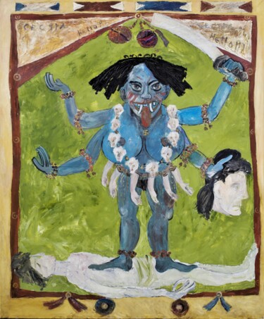 Painting titled "Kali 1" by Alexander Chalovsky, Original Artwork, Oil Mounted on Wood Stretcher frame