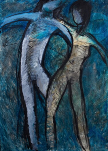 Painting titled "Dance #63" by Alexander Chalovsky, Original Artwork, Acrylic Mounted on Wood Stretcher frame