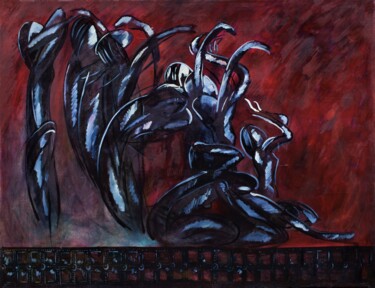 Картина под названием "Mourners K-27" - Alexander Chalovsky, Подлинное произведение искусства, Масло Установлен на Деревянна…