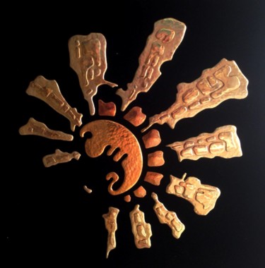 Sculpture intitulée "Новое Солнце" par Aleksandr Dikun, Œuvre d'art originale, Métaux Monté sur Autre panneau rigide