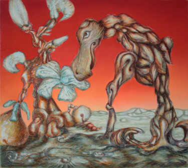 Peinture intitulée "Клювохвост вдыхающи…" par Aleksandr Dikun, Œuvre d'art originale, Huile